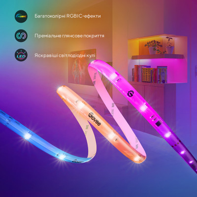 Світлодіодна стрічка Govee RGBIC Basic Wi-Fi + Bluetooth LED Strip Light With Protective Coating 10м Білий (H619C3D1) Вінниця - фото 2