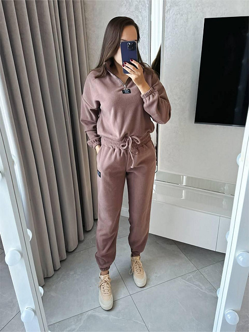 Жіночий теплий прогулянковий костюм: світшот і штани фліс Моко, 52/54 Одеса - фото 1