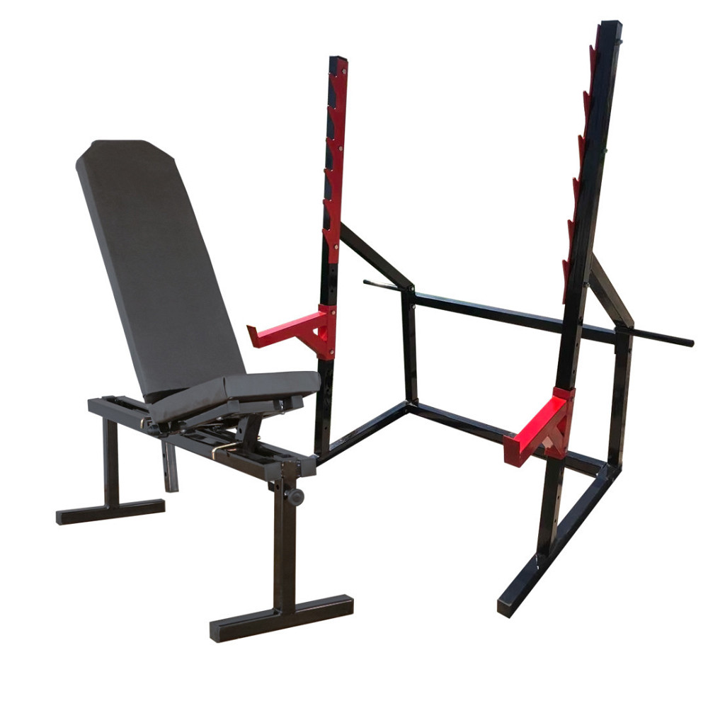 Лавка для жиму регульована 40 на 40 мм + Стійки для присідання під штангу 50 на 50 мм Київ - фото 1