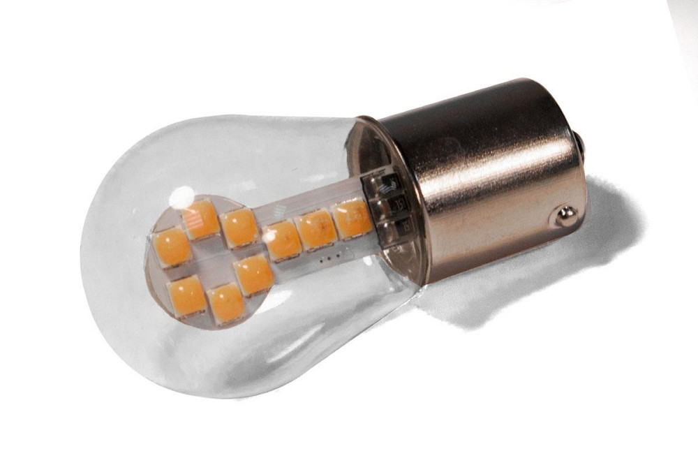 Світлодіодна лампа StarLight T25 18 діодів SMD 3030 12 V 1.5 W AMBER у скляній колбі Харків - фото 1