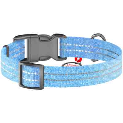 Ошейник для животных WAUDOG Re-cotton с QR паспортом светоотражающий Ш 25 мм Д 37-58 см голубой (02942) Винница