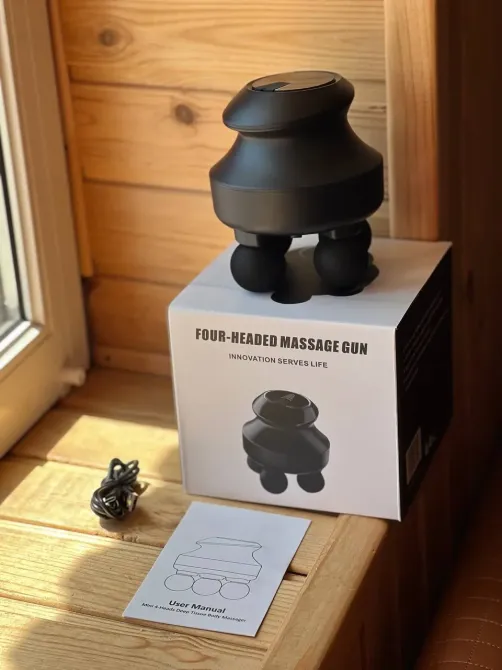 Минимассажер для глубоких тканей / Электрический ручной массажер с 4 головками для мышц спины, шеи, головы Коломия - фото 1