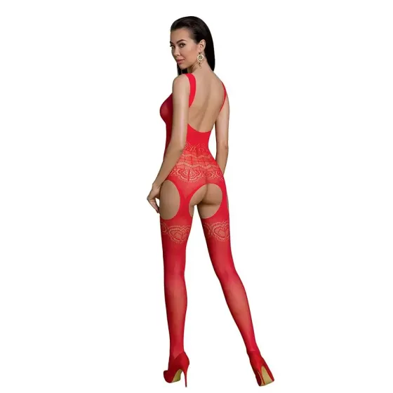 Бодістокінг Passion ECO BS005 red, щільний, відкритий доступ, імітація підв’язок Львів