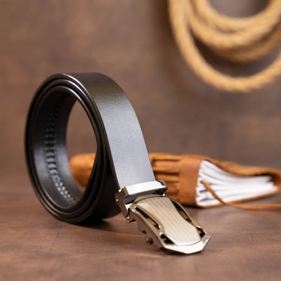 Ремень Vintage Мужской с пряжкой автомат Черный (20355) Винница - изображение 3