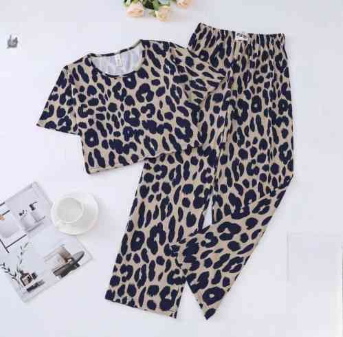 Женский домашний костюм двойка в леопардовый принт бамбук Бежевый, 42/44 Одесса