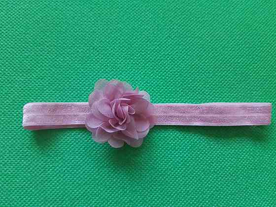 Повязка для девочки пудра - размер цветка 5,5см, размер универсальный (на резинке) Киев