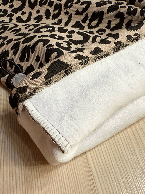 Костюм женский W 9231 леопардовый утепленный флис худи и брюки палаццо коричневый, коричневый, M Киев - изображение 14