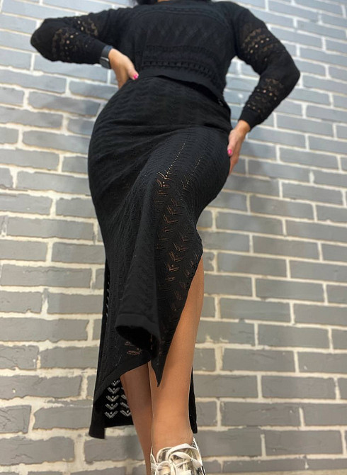 Костюм женский Mintas 2414-2416 прозрачный ажурный юбка разрезы и реглан one size, черный, one size Киев - изображение 5