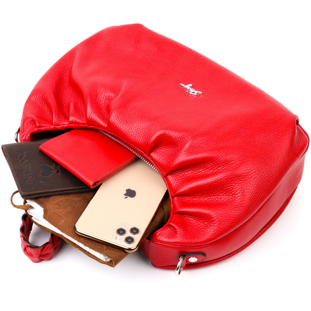 Яркая женская сумка багет KARYA 20837 кожаная Красный Киев - изображение 10