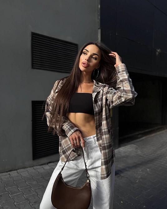 Жіноча повсякденна сорочка в клітинку турецька фланель Беж Одеса - фото 4