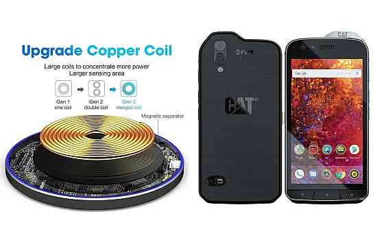 Беспроводное зарядное устройство Copper до 30W для CAT S75, USB-C, LED Киев