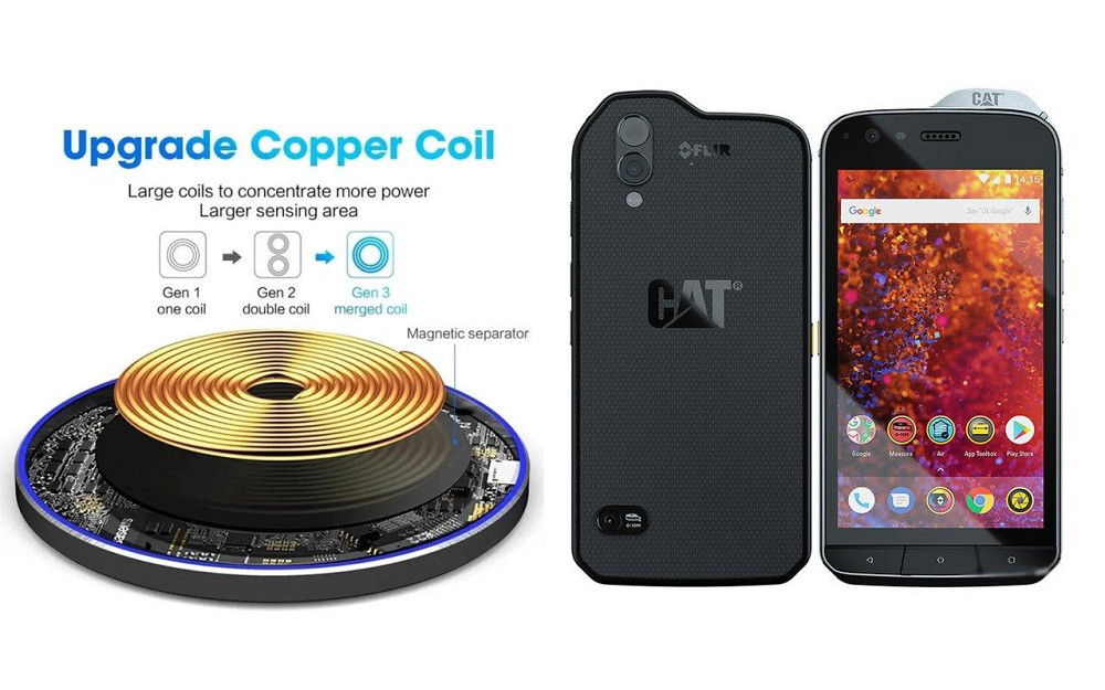 Бездротовий зарядний пристрій Copper до 30W для CAT S75, USB-C, LED Київ - фото 2