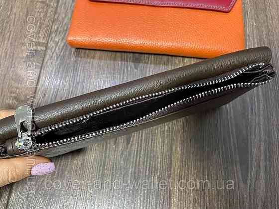 Тонкий шкіряний гаманець купюрник для чоловіків та жінок ST Leather (коричневий) Київ