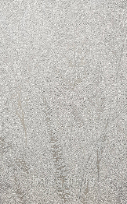 Шпалери вінілові на флізеліні Grandeco Universe 5 гілки листя квіти польові сріблясті на білому Київ - фото 1