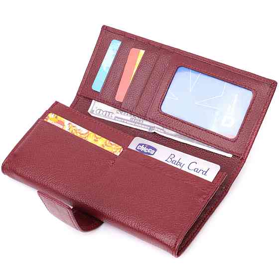 Кошелек для женщин на четыре отделения для купюр из натуральной кожи ST Leather 22550 Бордовый Киев