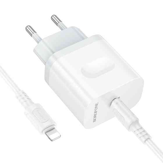 Мережевий зарядний пристрій з кабелем BOROFONE BA99A Breeze single port PD20W charger set(C to iP) White Одеса