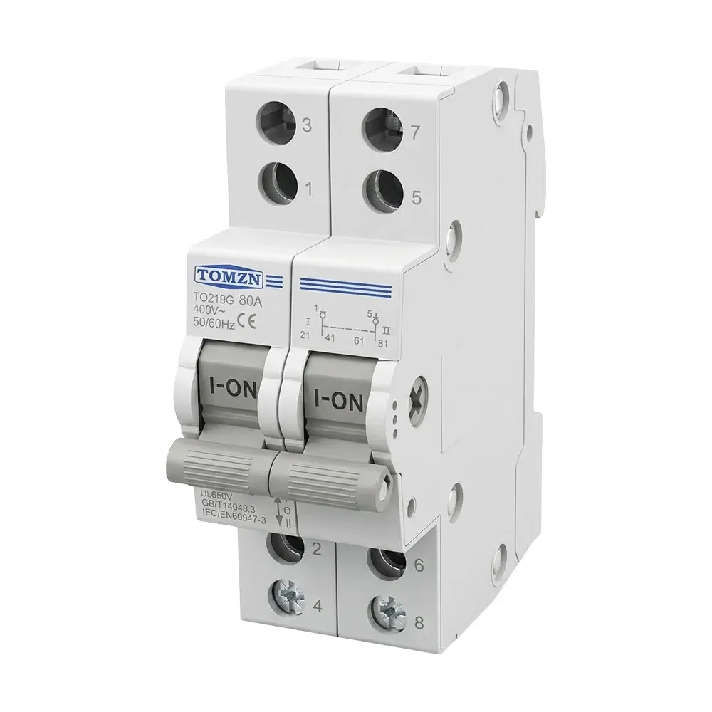 Перемикач введення резерву ручний трипозиційний під DIN-рейку TOMZN TO219G 80A I-0-II 2 полюси (51-00137) Киев - изображение 2