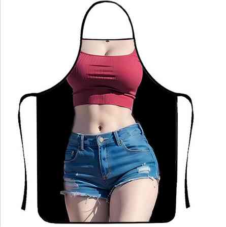 Фартук прикольный женский с принтом в топе и шортах кухонный 80 на 60 см разноцветный Киев