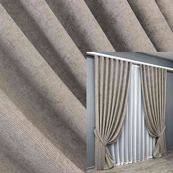 Комплект готовых штор VR-Textil Шенилл премиум VELMIRA Rich № 1929ш Тауп 150х290 см 2 шт (33-0995) Киев