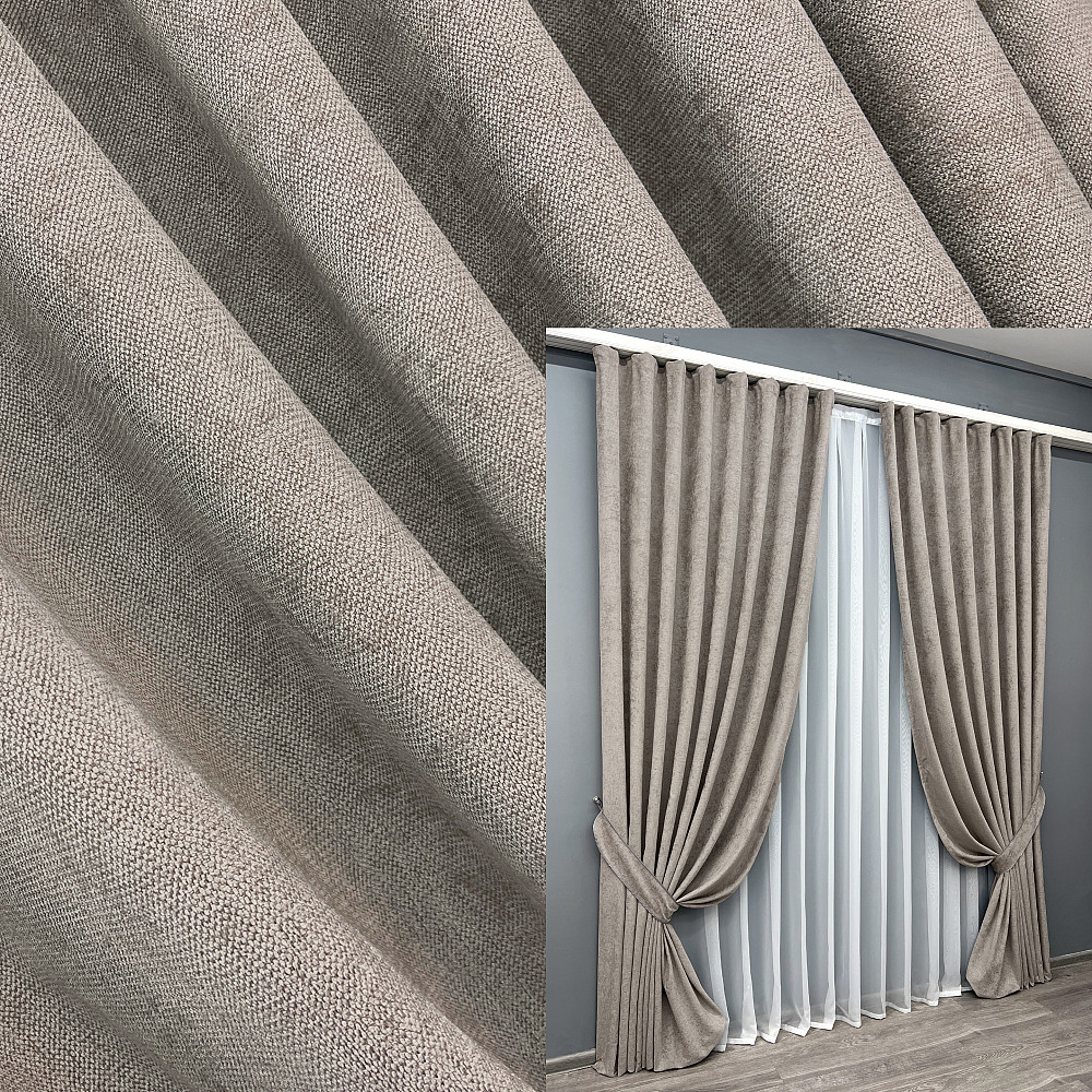 Комплект готовых штор VR-Textil Шенилл премиум VELMIRA Rich № 1929ш Тауп 150х290 см 2 шт (33-0995) Киев - изображение 1