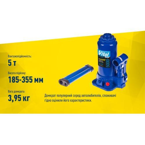 Гидравлический телескопический домкрат 5т Iron Hand (IH-185355D) с картонной коробкой, высота подъема 185-358 мм, вес 4.1 кг Харьков - изображение 6