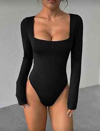 Жіночий базовий боді з квадратним вирізом мікродайвінг Чорний, 48/52 Одеса