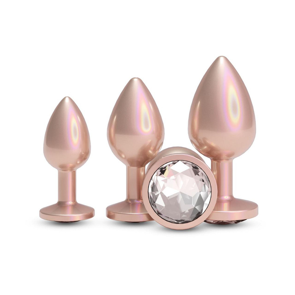 Набор анальных пробок NS Novelties Rear Assets - Trainer Kit - Iridescent Champagne - Clear Gem Sex Aura Киев - изображение 1