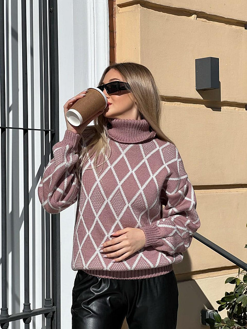 Жіночий стильний в'язаний светр графічний принт. 42-52р. Київ - фото 8