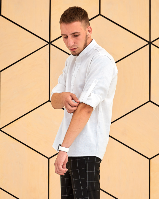 Сорочка чоловіча льон довгий рукав Білий L Харків - фото 5