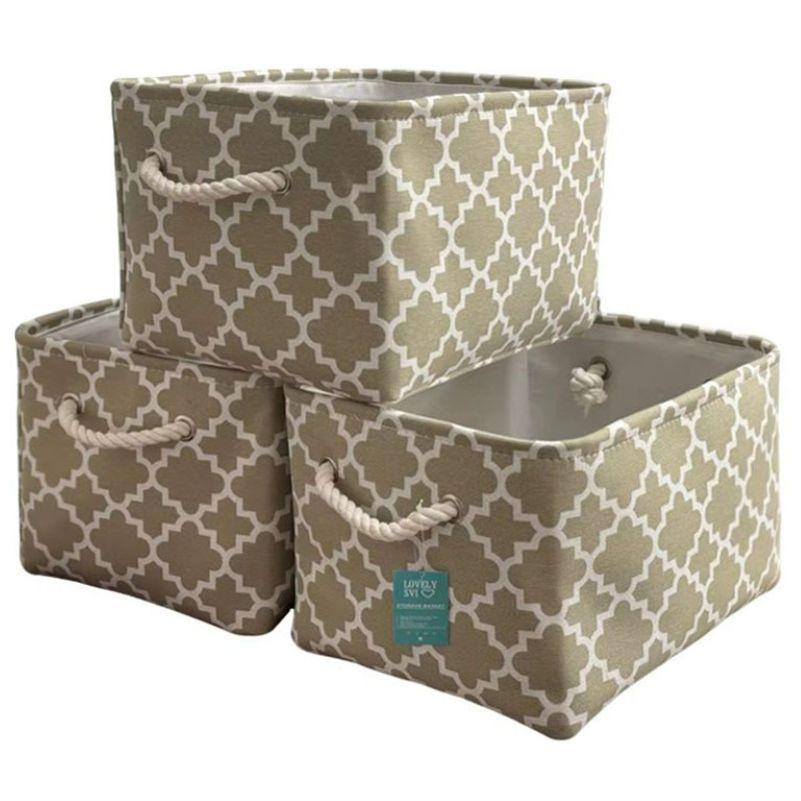 Корзини Органайзери Lovely Svi 3 шт :38×28×24 см для зберігання білизни, одягу, косметики, книжок, іграшок- Бежеві (201257) Київ - фото 1