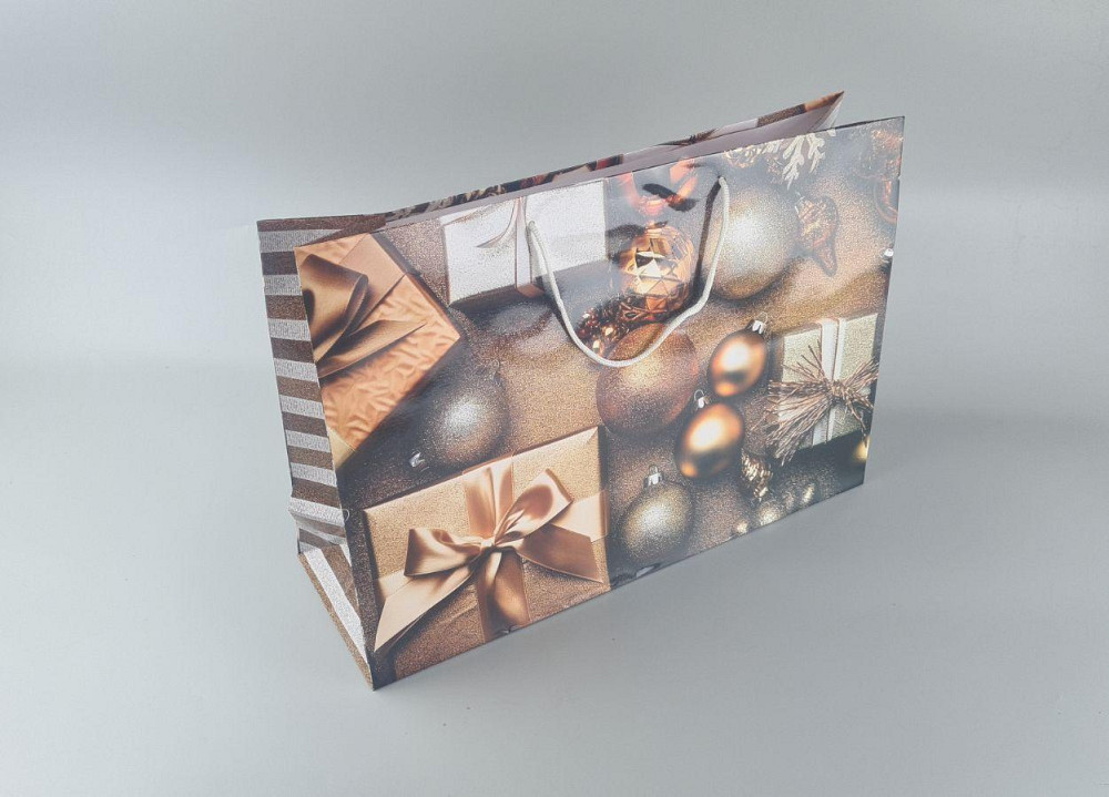 Картонные пакеты с ручками Гигант горизонтальные Новогодние  46*33*15-013 (12 шт) Харьков - изображение 3