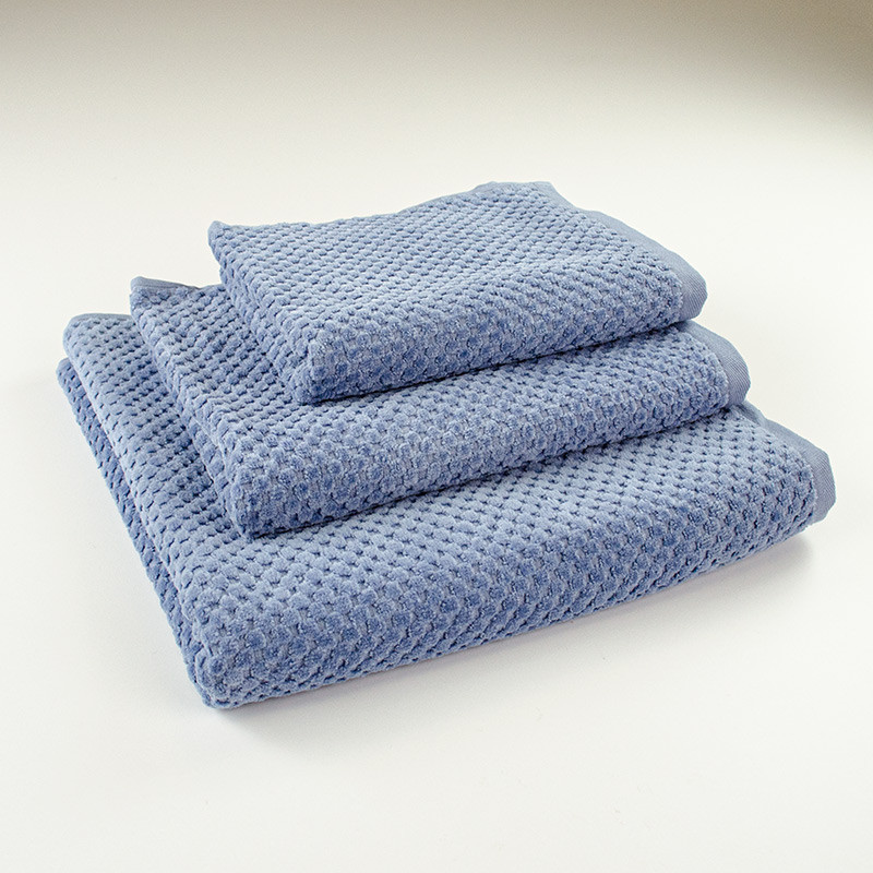 Комплект махровых полотенец однотонных 3шт 40x70см, 50x90см, 70x140см Damask Премиум качества Жаккардовое с велюром (Синий) Сумы - изображение 1