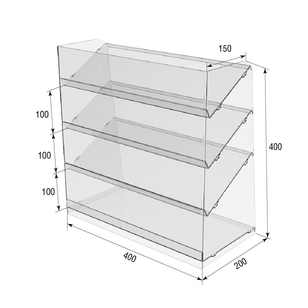 Підставка вітрина EKOSTAR 4 полиці 400х200х400 Київ - фото 8