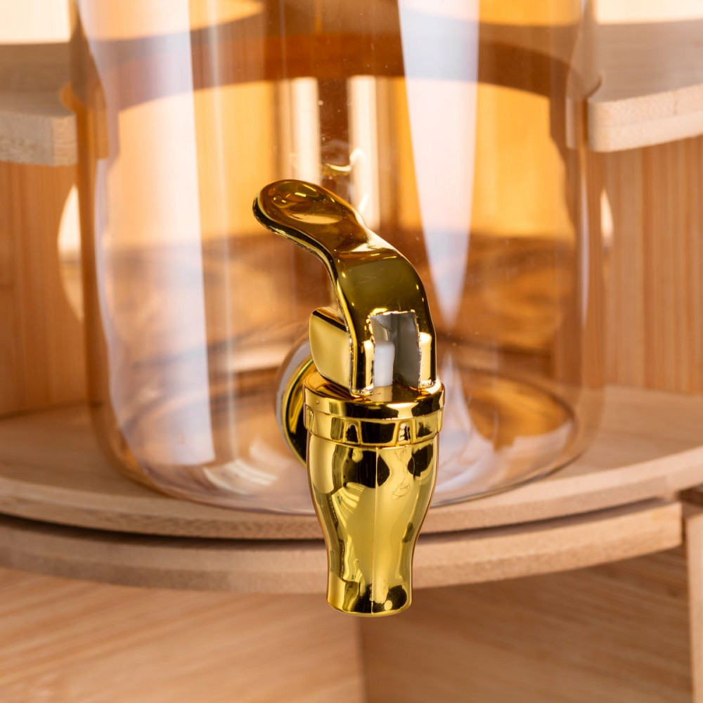 Лимонадниця скляна 3в1 на підставці із золотими кранами 5.5 л HP-34-28 Коломыя - изображение 6