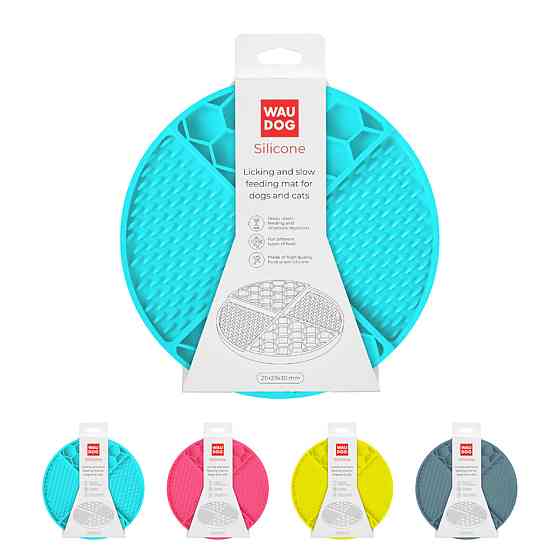 Коврик для слизывания и медленного питания WAUDOG Silicone, 211х211х30 мм, голубой Киев