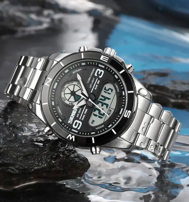 Годинник чоловічий на сталевому браслеті Skmei 1839 (Сріблястий з чорним циферблатом) Вінниця - фото 8