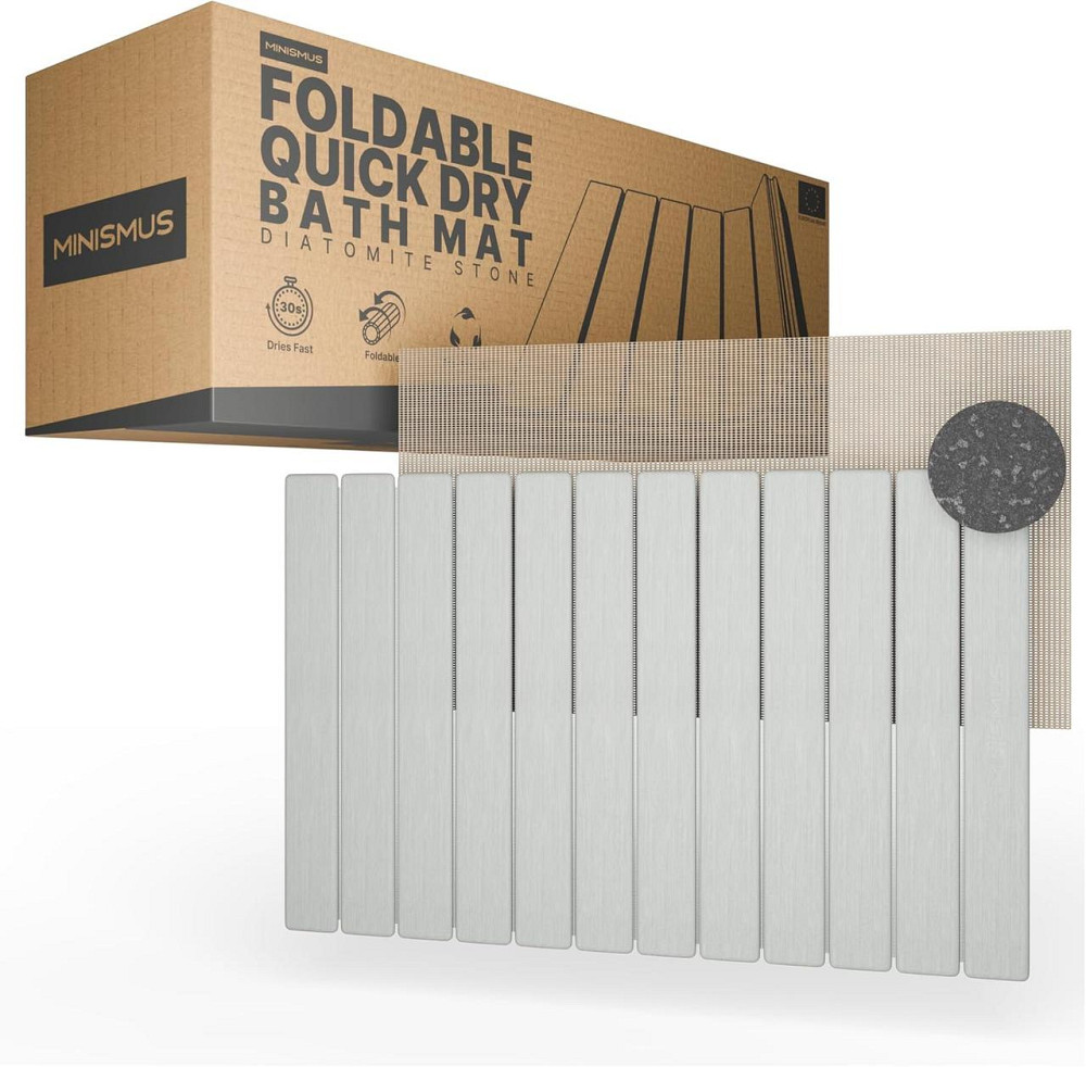 Коврик для ванной диатомитовый быстросохнущий каменный для душа из диатомита нескользящий 60x40см светло-серый Киев - изображение 1