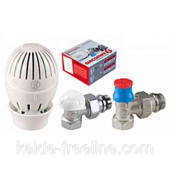 Комплект для радіаторів кутових кранів "Giacomini"з головкою термостатичної Харків