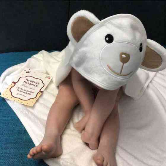 Дитячій Рушник з Капюшоном Lovely Svi Ведмедик з коричневими вушками в Коробці - Махровий Бамбуковий Банний Уголок 90 на 90 см Київ