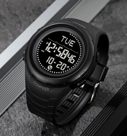 Часы мужские наручные спортивные Skmei 2166 Compass с компасом и шагомером (Черный) Винница