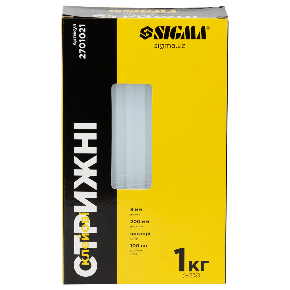 Стержни клеевые Ø8×200мм 1кг (прозрачные) SIGMA (2701021) Киев - изображение 1