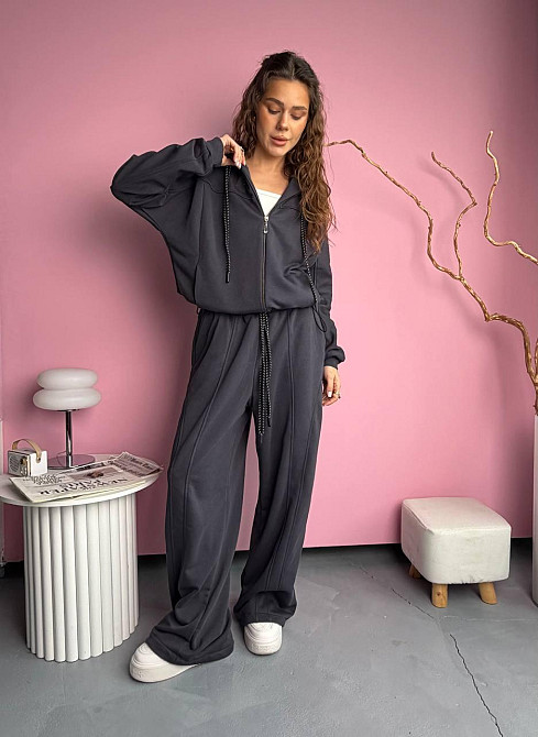 Женский стильный повседневный костюм двойка из качественной трехнитки диагональ Одесса - изображение 1