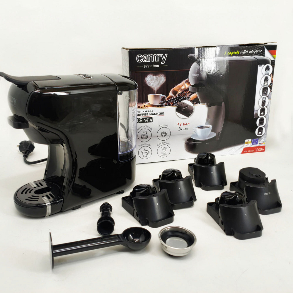 Капсульная кофемашина Camry CR 4414 3000Вт рожковая для молотого кофе и 5 адаптеров для капсул Black YE-44 Львов - изображение 7