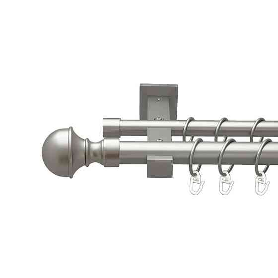 Карниз Orvit Бостон металевий дворядний техно гладка труба кільце металеве Сатин 25\19 мм 160 см (00-00026361) Львів