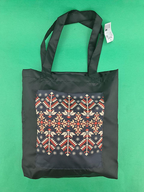 Сумка з кишенею "Вишиванка" 03 40х35 см ручка 60 см чорна горизонтальна (1 шт.) Харків - фото 1