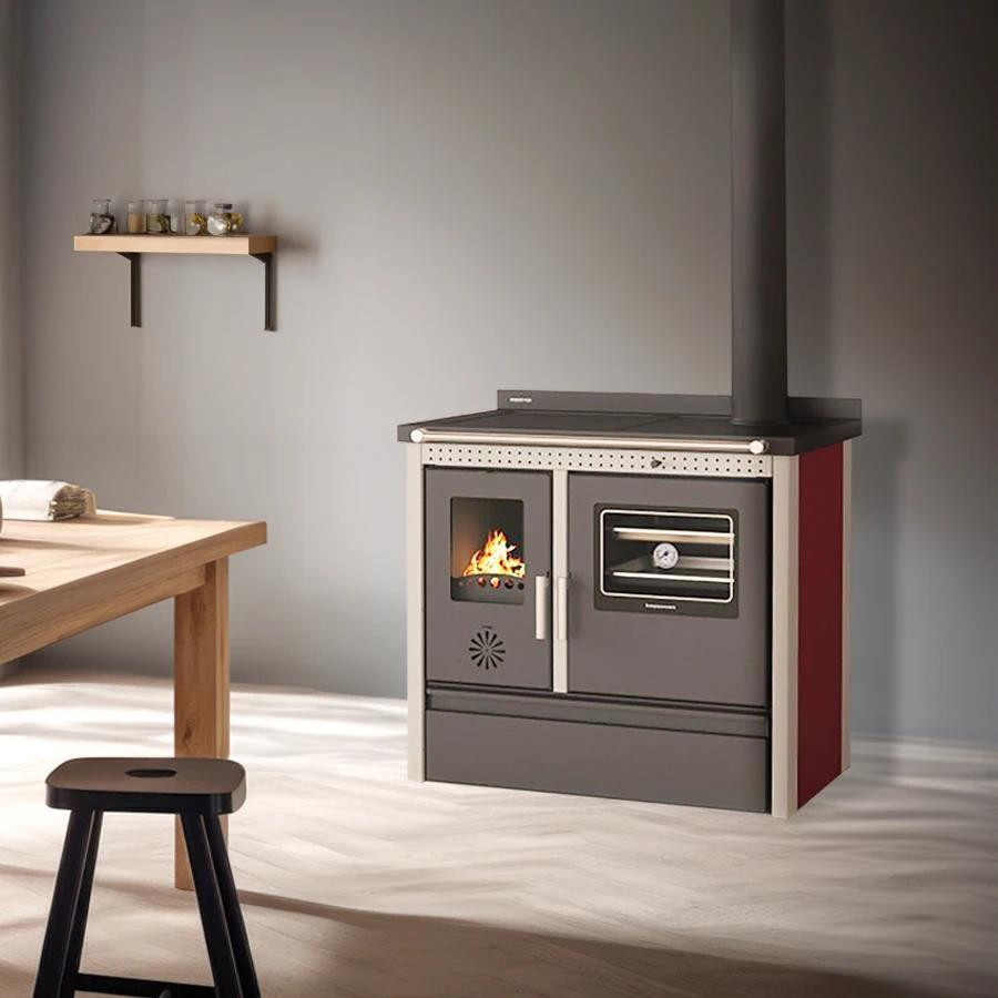 Піч опалювально-варильна Hosseven Lotus Inox 12 кВт з вбудованою духовкою верхній димохід сучасний дизайн Тернопіль - фото 5