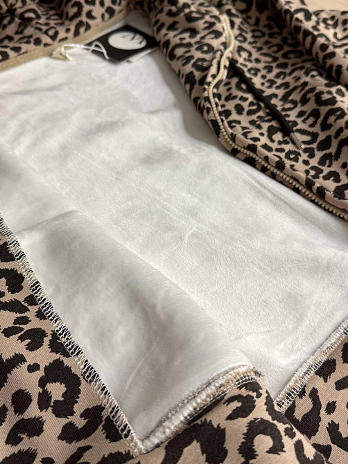 Костюм женский W 9231 леопардовый утепленный флис худи и брюки палаццо коричневый, коричневый, M Киев - изображение 11