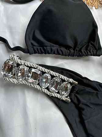 Белый раздельный купальник с камнями Черный M Харьков