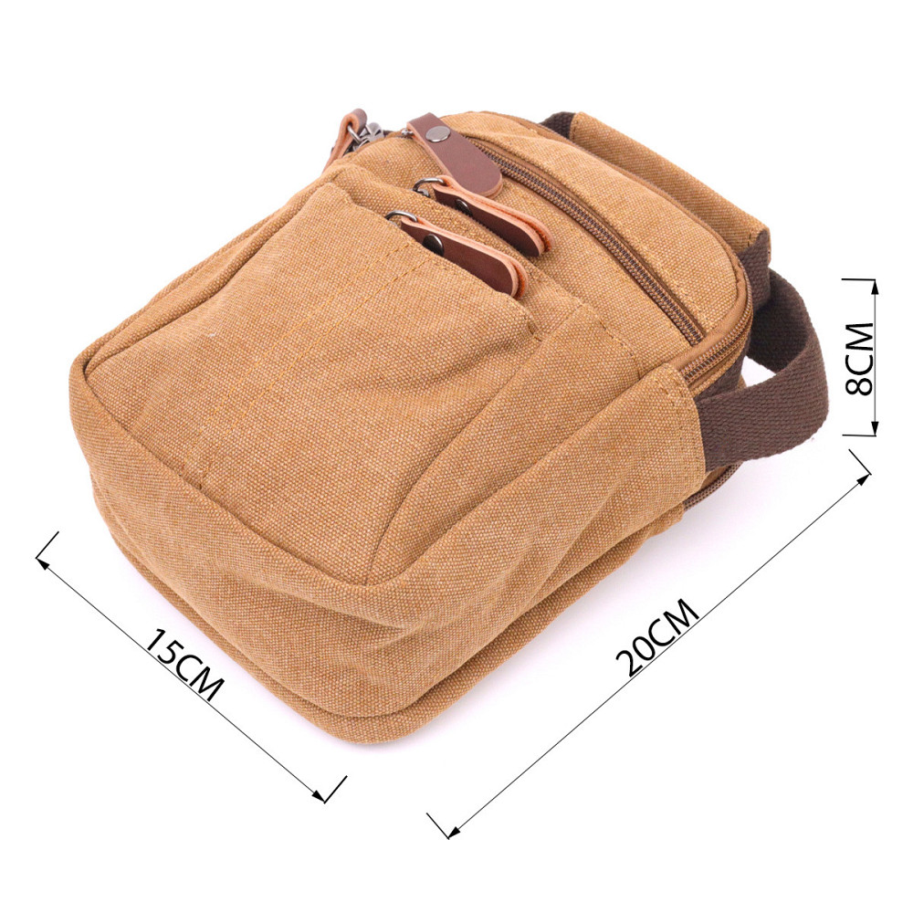 Стильная мужская сумка из плотного текстиля Коричневая (Vintage) Киев - изображение 7