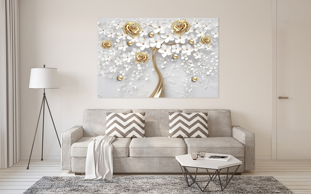 Картина холст в гостиную / спальню  Квіти золоті троянди   MLP_37 80x120 см Киев - изображение 2